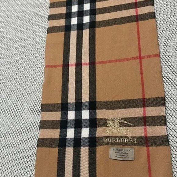 Burberry Camel and Black Plaid Scarf